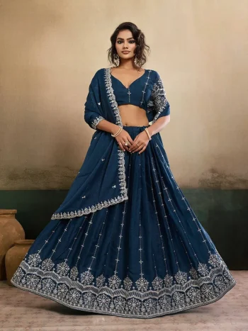 DESIGNER GEORGETTE EMBROIDERY WORK LEHENGA CHOLI WITH DUPATTA TEAL