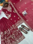2DESIGNER GEORGETTE ZARI & 5MM SEQUENCE EMBROIDERY WORK TOP PALAZZO WITH DUPATTA WEDDING WEAR WHOLESALE PRICE ETHNIC GARMENT (3)