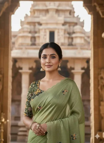DESIGNER GOLD CRUSH PATOLA HANDWORK CUTDANA BUTTERFLY BUTTA WORK SAREE WITH UNSTITCHED BLOUSE PISTA