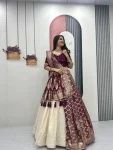 2DESIGNER JACQUARD SILK FANCY MOTI WORK LEHENGA CHOLI WITH DUPATTA WEDDING WEAR WHOLESALE PRICE ETHNIC GARMENT (12)