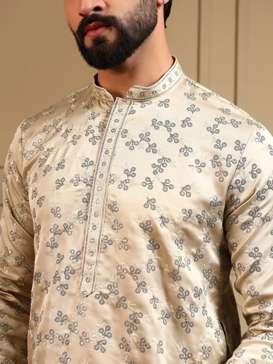 2DESIGNER ROYAL SILK EMBROIDERY SEQUENCE WORK MEN'S KURTA PAYJAMA WEDDING WEAR WHOLESALE PRICE ETHNIC GARMENT (12)