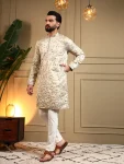 2DESIGNER ROYAL SILK EMBROIDERY SEQUENCE WORK MEN’S KURTA PAYJAMA WEDDING WEAR WHOLESALE PRICE ETHNIC GARMENT (10)