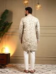 2DESIGNER ROYAL SILK EMBROIDERY SEQUENCE WORK MEN’S KURTA PAYJAMA WEDDING WEAR WHOLESALE PRICE ETHNIC GARMENT (10)