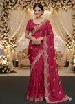DESIGNER STAR GEORGETTE EMBROIDERY WORK SAREE WITH UNSTITCHED BLOUSE RANI