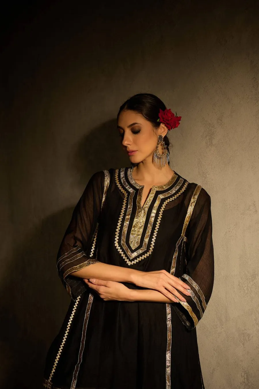 2FANCY CHINON FANCY GOTA PATTI WORK TOP BOTTOM SET FESTIVE WEAR WHOLESALE PRICE ETHNIC GARMENT (19)