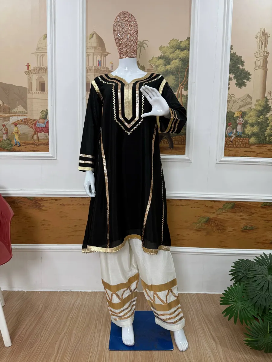2FANCY CHINON FANCY GOTA PATTI WORK TOP BOTTOM SET FESTIVE WEAR WHOLESALE PRICE ETHNIC GARMENT (20)