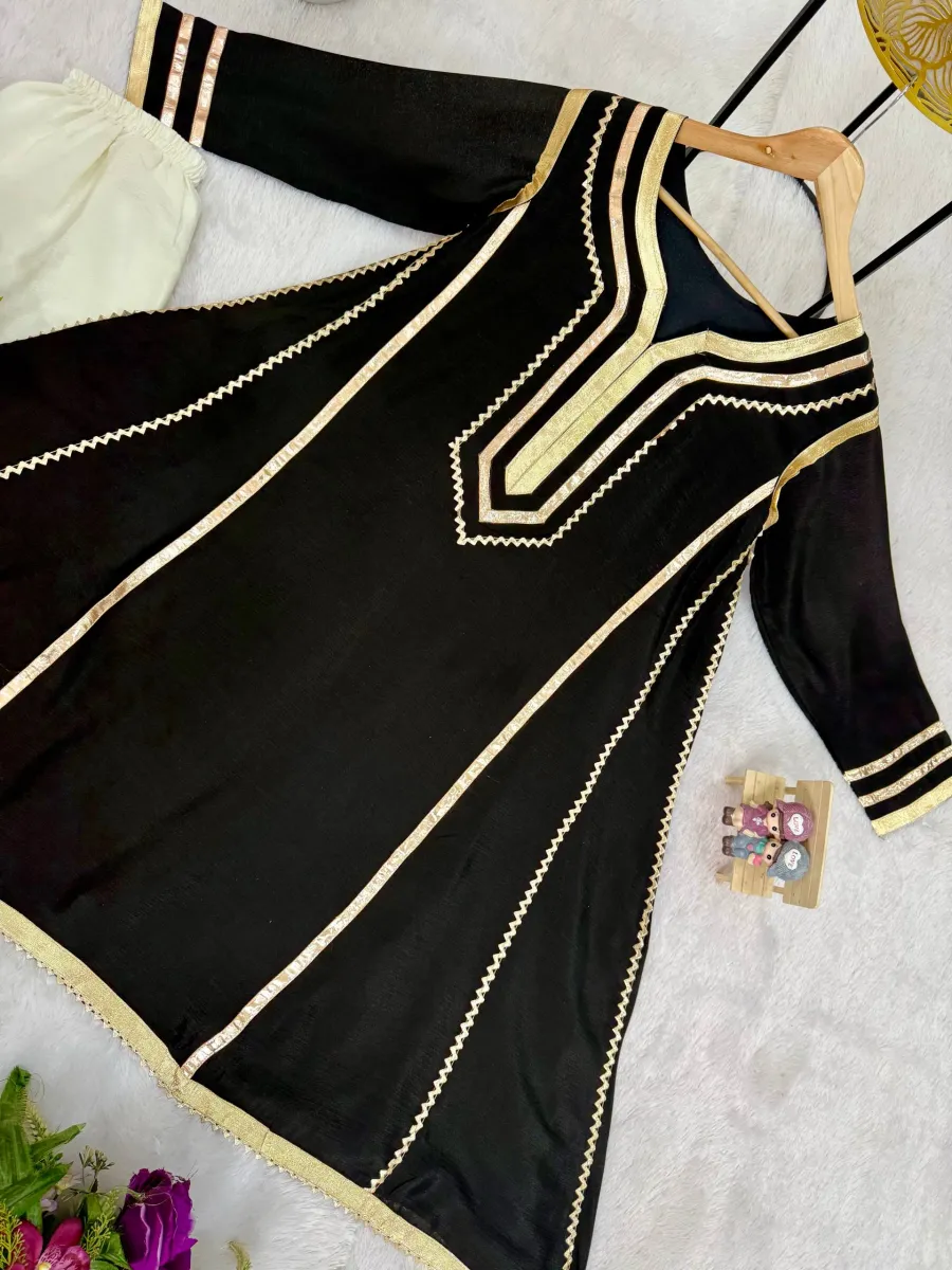 2FANCY CHINON FANCY GOTA PATTI WORK TOP BOTTOM SET FESTIVE WEAR WHOLESALE PRICE ETHNIC GARMENT (22)