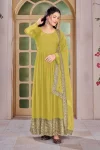 FANCY GEORGETTE EMBROIDERY SEQUENCE WORK GOWN BOTTOM WITH DUPATTA YELLOW