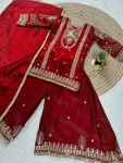 2FANCY GMY SILK EMBROIDERY SEQUENCE WORK KIDS TOP PALAZZO WITH DUPATTA FESTIVE WEAR WHOLESALE PRICE ETHNIC GARMENT (2)