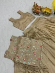 2FANCY GOLD CRUSH EMBROIDERY SEQUENCE WITH THREAD WORK SHRUG WITH LEHENGA CHOLI PARTY WEAR WHOLESALE PRICE ETHNIC GARMENT (27)