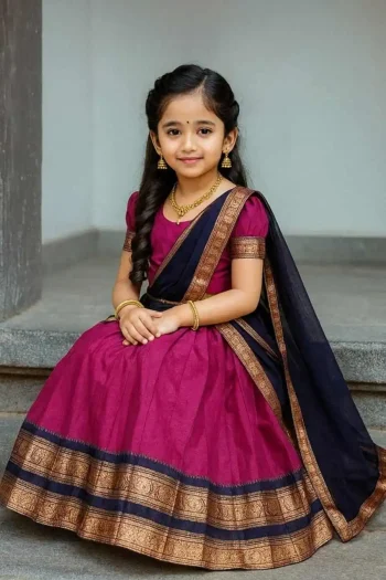 FANCY LICHI SILK JACQUARD WORK KID'S LEHENGA CHOLI WITH DUPATTA PINK