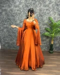 2FANCY RANGOLI SILK HANDWORK GOWN WITH DUPATTA FESTIVE WEAR WHOLESALE PRICE ETHNIC GARMENT (14)