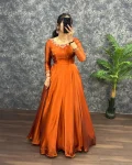 2FANCY RANGOLI SILK HANDWORK GOWN WITH DUPATTA FESTIVE WEAR WHOLESALE PRICE ETHNIC GARMENT (14)