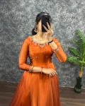 2FANCY RANGOLI SILK HANDWORK GOWN WITH DUPATTA FESTIVE WEAR WHOLESALE PRICE ETHNIC GARMENT (14)