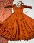 2FANCY RANGOLI SILK HANDWORK GOWN WITH DUPATTA FESTIVE WEAR WHOLESALE PRICE ETHNIC GARMENT (14)