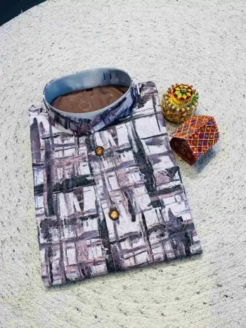 FANCY RAYON DIGITAL PRINT WORK ONLY JACKET BROWN