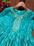 2FANCY RAYON GOLDEN FOIL AND NECK WORK EMBROIDERY WORK GOWN FESTIVE WEAR WHOLESALE PRICE ETHNIC GARMENT (11)