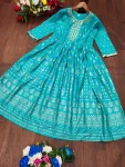 2FANCY RAYON GOLDEN FOIL AND NECK WORK EMBROIDERY WORK GOWN FESTIVE WEAR WHOLESALE PRICE ETHNIC GARMENT (11)