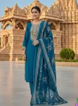 FANCY SLUB COTTON CUT PASTE EMBROIDERY WORK TOP BOTTOM WITH DUPATTA RAMA