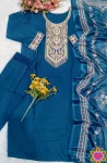 2FANCY SLUB COTTON CUT PASTE EMBROIDERY WORK TOP BOTTOM WITH DUPATTA FESTIVE WEAR WHOLESALE PRICE ETHNIC GARMENT (19)