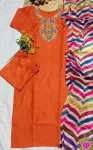 2FANCY SLUB COTTON EMBROIDERY WORK TOP BOTTOM WITH DUPATTA FESTIVE WEAR WHOLESALE PRICE ETHNIC GARMENT (6)