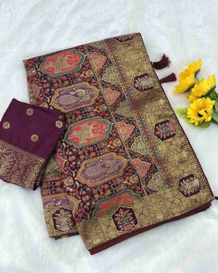 2FANCY-TISSUE-JACQUARD-ZARKAN-WORK-WITH-PIPING-TASSELS-WORK-SAREE-WITH-UNSTITCHED-BLOUSE-FESTIVE-WEAR-WHOLESALE-PRICE-ETHNIC-GARMENT-4.webp