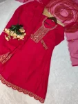 2FANCY VICHITRA SILK EMBROIDERY WORK TOP DHOTI PENT WITH DUPATTA FESTIVE WEAR WHOLESALE PRICE ETHNIC GARMENT (22)
