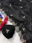 2FANCY VICHITRA SILK SEQUENCE EMBROIDERED CONTRAST PALLU WORK SAREE WITH UNSTITCHED BLOUSE WEDDING WEAR WHOLESALE PRICE ETHNIC GARMENT (10)