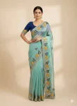 2MODERN FENDY SATIN SEQUENCE AND MULTI THREAD WORK SAREE WITH UNSTITCHED BLOUSE FESTIVE WEAR WHOLESALE PRICE ETHNIC GARMENT (10)