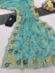 2MODERN FENDY SATIN SEQUENCE AND MULTI THREAD WORK SAREE WITH UNSTITCHED BLOUSE FESTIVE WEAR WHOLESALE PRICE ETHNIC GARMENT (10)