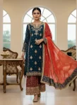2MODERN GEORGETTE SEQUENCE WITH ZARI EMBROIDERY WORK WITH PEARL WORK TOP PALAZZO WITH DUPATTA FESTIVE WEAR WHOLESALE PRICE ETHNIC GARMENT (2)