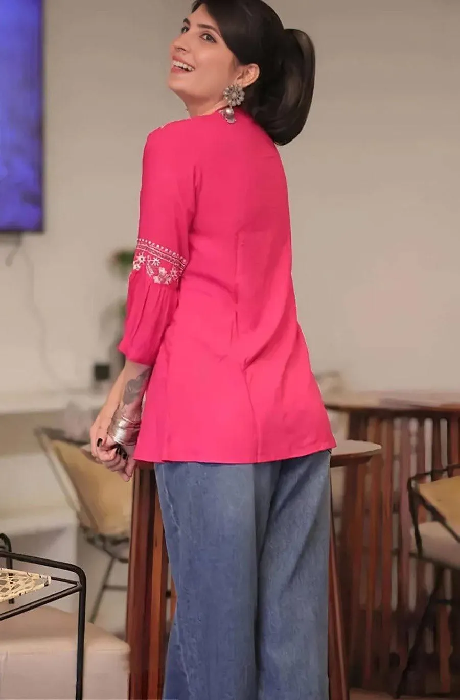 2MODERN RAYON EMBROIDERY WORK ONLY TOP DAILY WEAR WHOLESALE PRICE ETHNIC GARMENT (9)