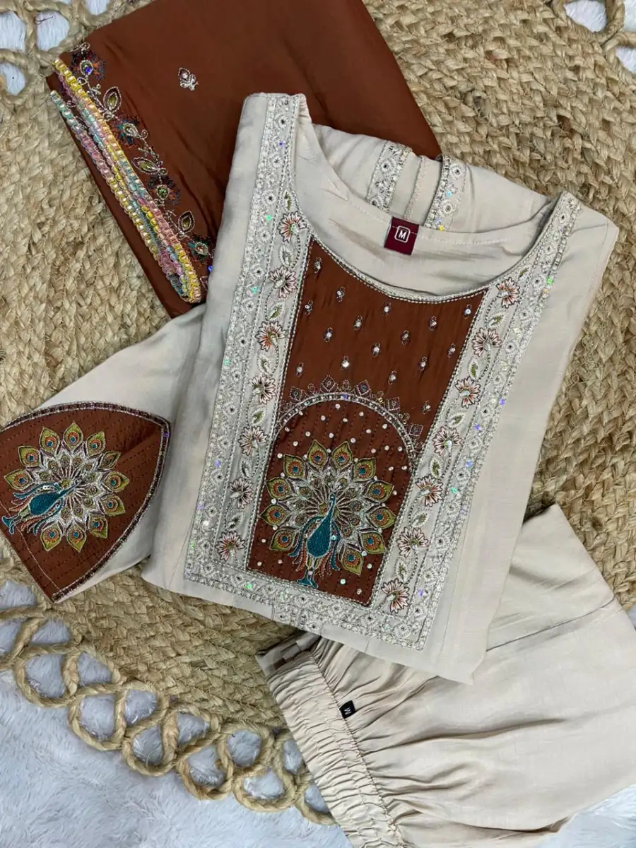 2MODERN ROMAN SILK MULTI EMBROIDERY THREAD WITH BEAUTIFUL HAND WORK TOP PALAZZO WITH DUPATTA FESTIVE WEAR WHOLESALE PRICE ETHNIC GARMENT (29)