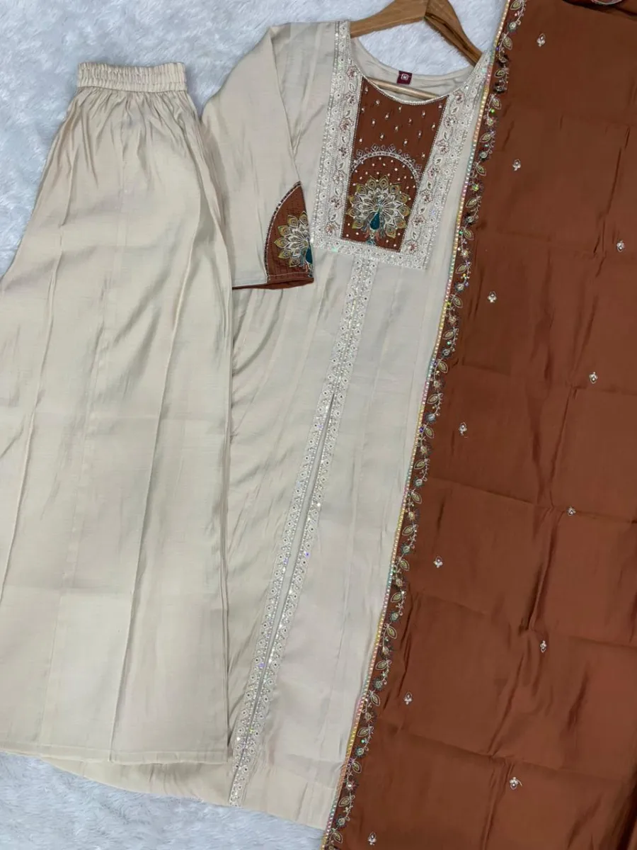 2MODERN ROMAN SILK MULTI EMBROIDERY THREAD WITH BEAUTIFUL HAND WORK TOP PALAZZO WITH DUPATTA FESTIVE WEAR WHOLESALE PRICE ETHNIC GARMENT (31)