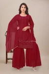 2NEW ARRIVAL GEORGETTE SEQUENCE WORK TOP SHARARA WITH DUPATTA FESTIVE WEAR WHOLESALE PRICE ETHNIC GARMENT (5)