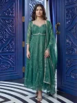 RICH LOOK FENDY SILK EMBROIDERY SEQUENCE WORK GOWN BOTTOM WITH DUPATTA GREEN