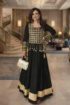 DESIGNER RANGOLI SILK FANCY LATKAN AND GOTTA PATTI WORK GOWN WITH MIRROR WORK KOTI BLACK
