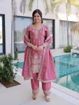 MODERN HO SILK ZARI MULTI & THREAD EMBROIDERY WORK TOP BOTTOM WITH DUPATTA PINK