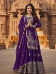 3DESIGNER CHINON SILK EMBROIDERY SEQUENCE WORK TOP LEHENGA WITH DUPATTA FESTIVE WEAR WHOLESALE PRICE ETHNIC GARMENT (8)