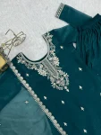 3DESIGNER CRUNCHY SILK EMBROIDERY SEQUENCE,THREAD AND JARI WORK TOP PALAZZO WITH DUPATTA FESTIVE WEAR WHOLESALE PRICE ETHNIC GARMENT (15)