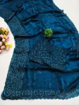 3DESIGNER FENDY SATIN SILK MULTI THREAD SEQUENCE WORK SAREE WITH UNSTITCHED BLOUSE WEDDING WEAR WHOLESALE PRICE ETHNIC GARMENT (9)
