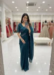 3DESIGNER FENDY SATIN SILK MULTI THREAD SEQUENCE WORK SAREE WITH UNSTITCHED BLOUSE WEDDING WEAR WHOLESALE PRICE ETHNIC GARMENT (9)