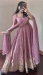 3DESIGNER FENDY SILK EMBROIDERY SEQUENCE WORK GOWN BOTTOM WITH DUPATTA WEDDING WEAR WHOLESALE PRICE ETHNIC GARMENT (11)