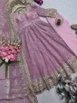 3DESIGNER FENDY SILK EMBROIDERY SEQUENCE WORK GOWN BOTTOM WITH DUPATTA WEDDING WEAR WHOLESALE PRICE ETHNIC GARMENT (11)