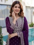 3DESIGNER GEORGETTE EMBROIDERY SEQUENCE ZARI WORK TOP SHARARA WITH DUPATTA FESTIVE WEAR WHOLESALE PRICE ETHNIC GARMENT (24)