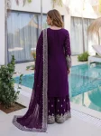 3DESIGNER GEORGETTE EMBROIDERY SEQUENCE ZARI WORK TOP SHARARA WITH DUPATTA FESTIVE WEAR WHOLESALE PRICE ETHNIC GARMENT (24)