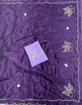 DESIGNER HO SILK HANDWORK CUT DANA BORDER WORK SAREE WITH UNSTITCHED BLOUSE PURPLE