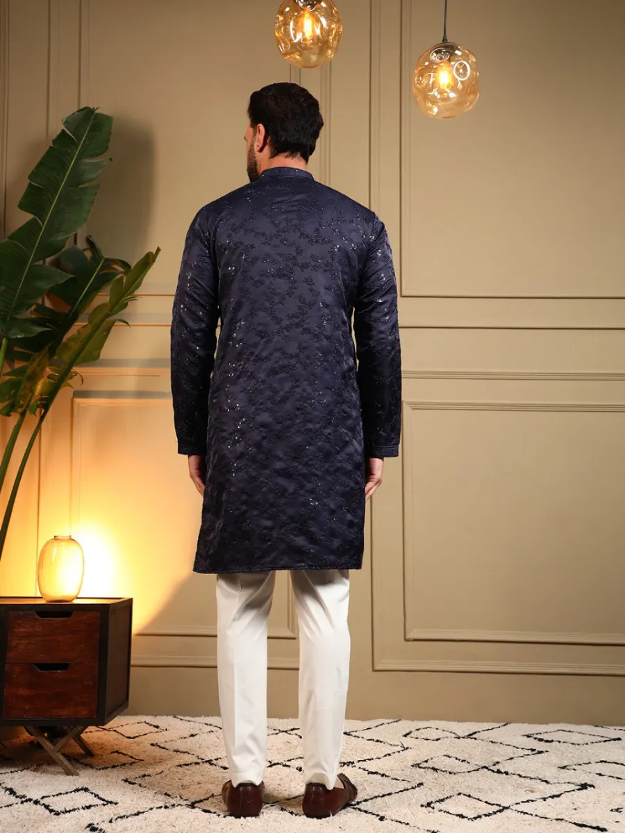 3DESIGNER ROYAL SILK EMBROIDERY SEQUENCE WORK MEN'S KURTA PAYJAMA WEDDING WEAR WHOLESALE PRICE ETHNIC GARMENT (23)