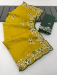 3DESIGNER VICHITRA SILK SEQUENCE THREAD EMBROIEDRY WORK SAREE WITH UNSTITCHED BLOUSE WEDDING WEAR WHOLESALE PRICE ETHNIC GARMENT (13)