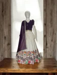 FANCY COTTON PRINTED  WORK  KID'S LEHENGA CHOLI CREAM